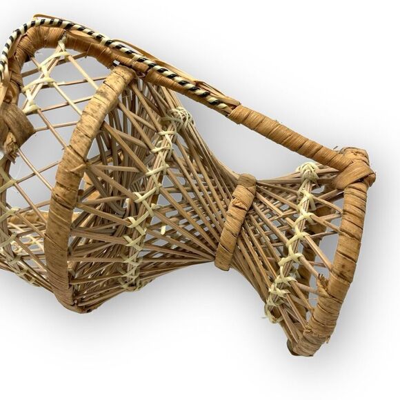 Wicker Rattan Peacock Chair Plant Stand Decor Small Doll Size 12” Tall Flawed - Picture 8 of 10